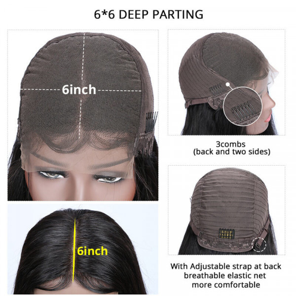 Deep Wave Human Hair HD 6x6 Closure Wigs Asteriahair