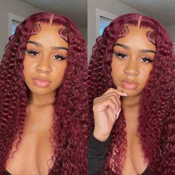 99j Hair Color Curly Hair Lace Front Wig Asteriahair