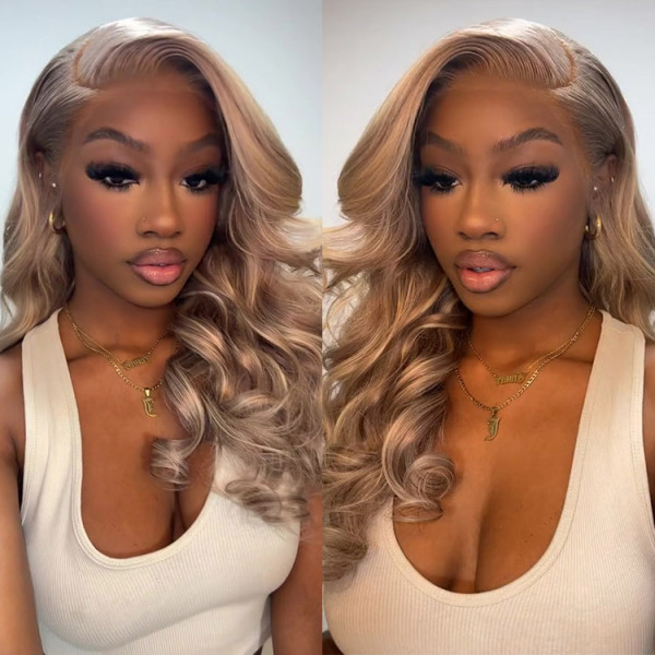 Blonde Highlights on Straight Human Hair Wig P18 613 Highlight Wig Asteriahair