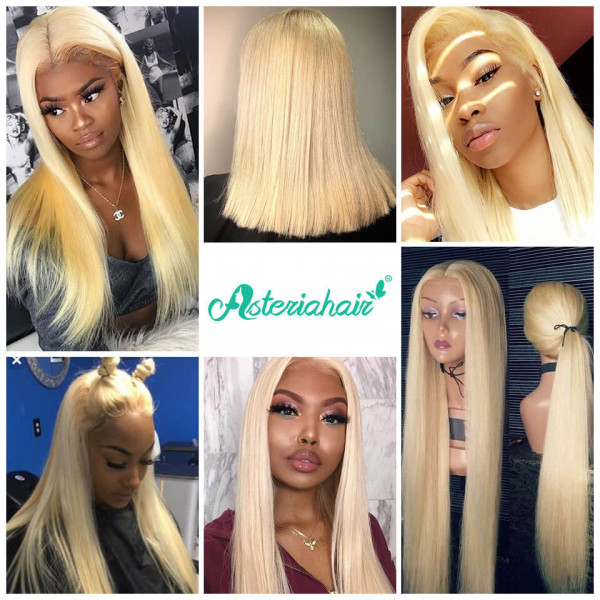 613 Blonde Straight Lace Front Wigs Platinum Hair Pre Plucked Asteriahair