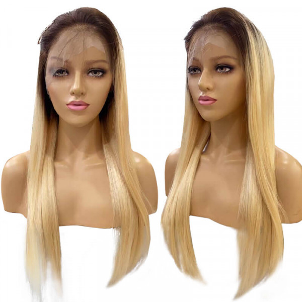 Full Lace Wig 4 613 Blonde Straight Hair With Brown Roots Asteriahair