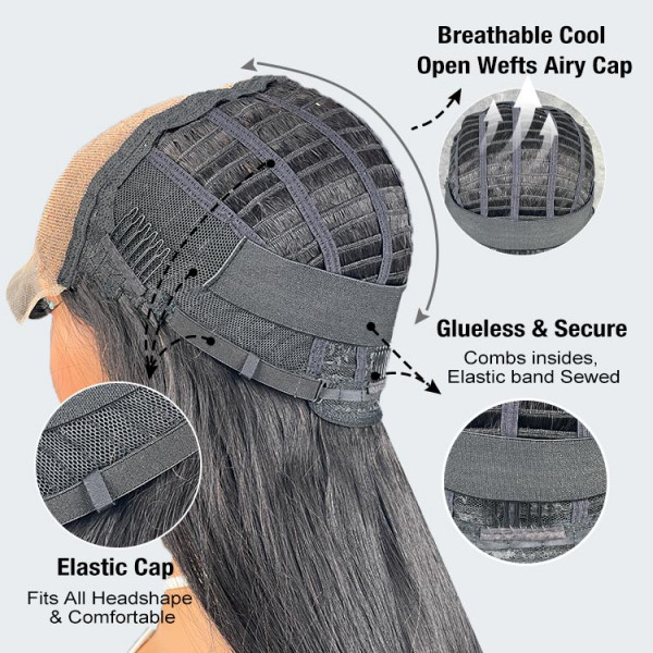 Airy Cap Straight Lace Front Wig Cool Breathable Cap Human Hair Wigs Asteriahair