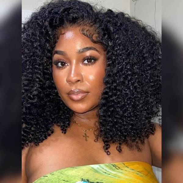 Short Kinky Curly Afro Lace Front Wigs Dark Brown Human Hair Wig Asteriahair