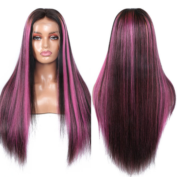 Pink wig natural hair top