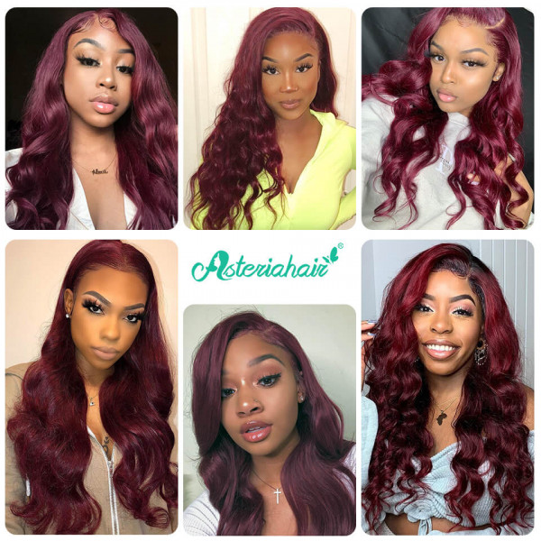 Burgundy Hair Color Lace Front Wig Body Wave Colored Wigs Asteriahair