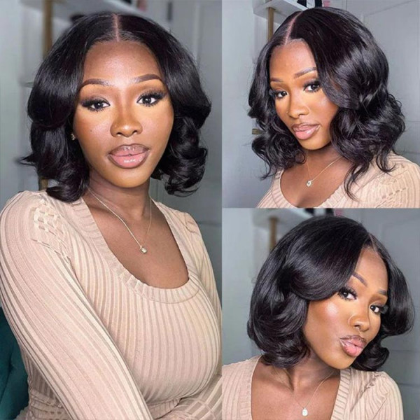 Short Bob Body Wave Wig Lace Front Wigs 100 Human Hair For Women Natural Color Asteriahair