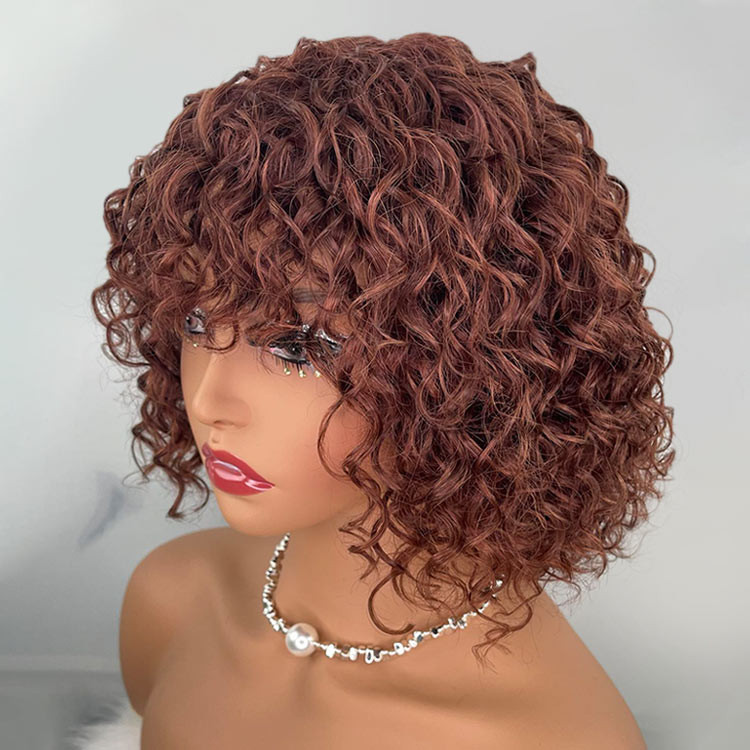Short brown deals curly wig