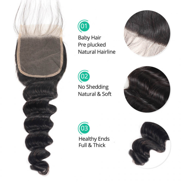 Loose Deep Wave Human Hair Sew In 5X5 Closure -Asteriahair