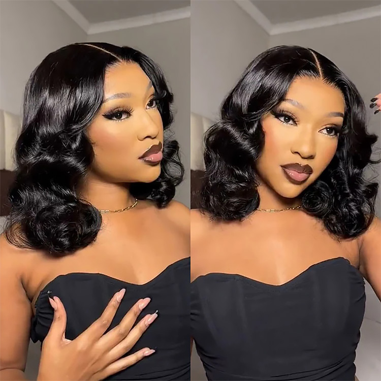 Short Bob Body Wave Wig Lace Front Wigs 100 Human Hair For Women Natural Color Asteriahair